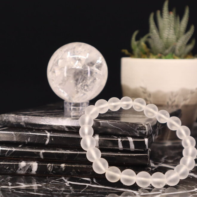 Matte Clear Quartz Bracelet-8mm