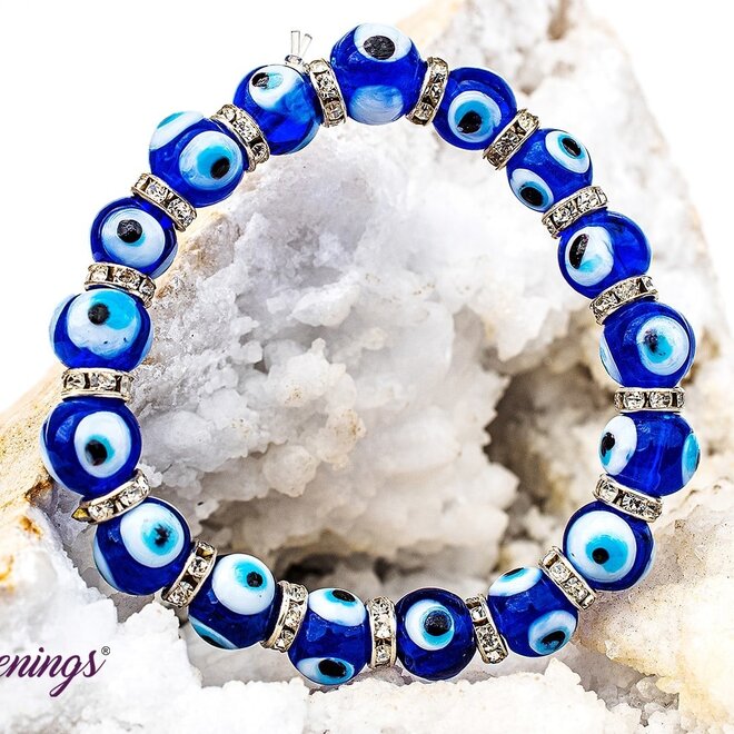 Evil Eye Bracelet- Blue Elastic Stretchy Protection