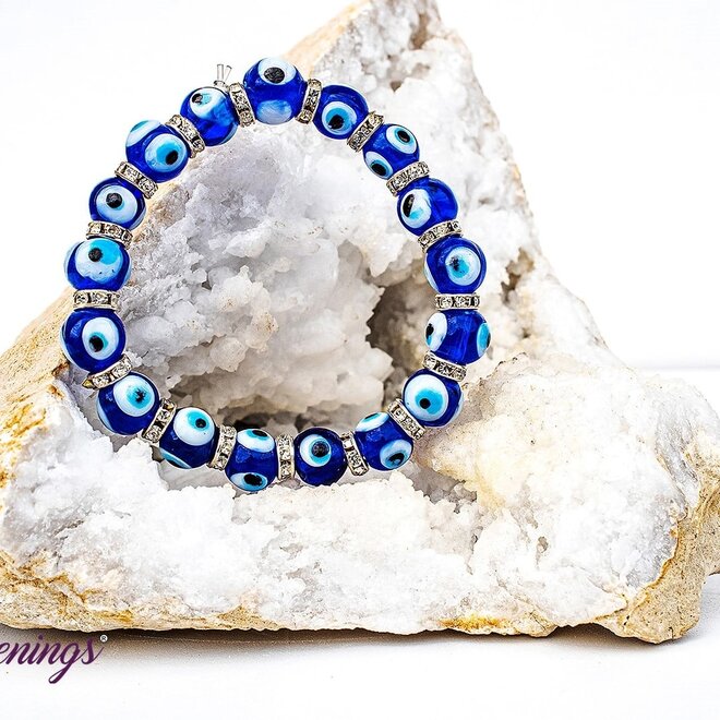 Evil Eye Bracelet- Blue Elastic Stretchy Protection