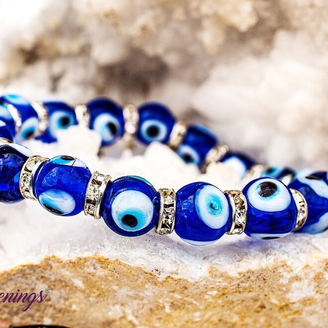Evil Eye Bracelet- Blue Elastic Stretchy Protection