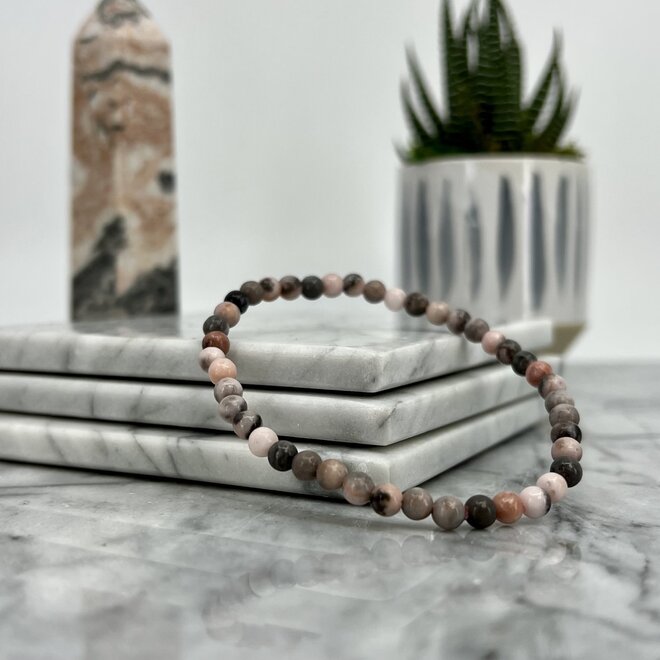 Pink Zebra Jasper Bracelet- 4mm