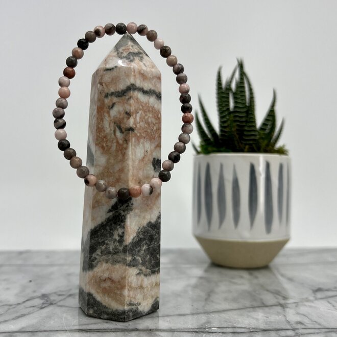 Pink Zebra Jasper Bracelet- 4mm