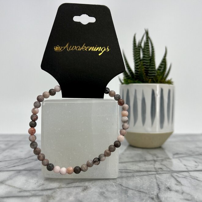 Pink Zebra Jasper Bracelet- 4mm