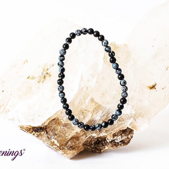 Snowflake Obsidian Bracelet -4mm