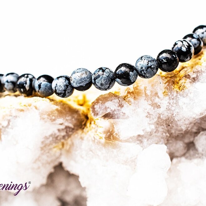 Snowflake Obsidian Bracelet -4mm