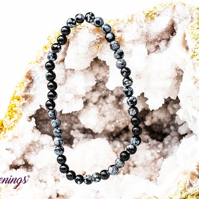 Snowflake Obsidian Bracelet -4mm