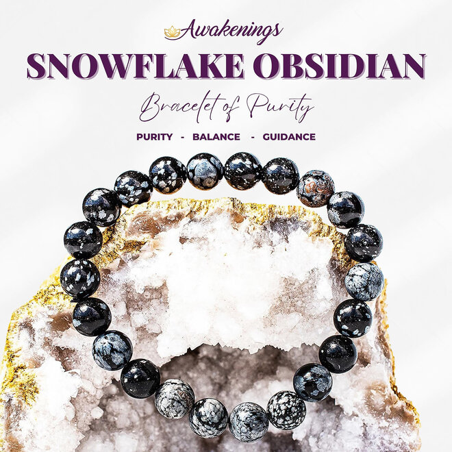 Snowflake Obsidian Bracelet -4mm
