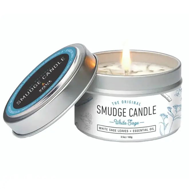 White Sage Smudge Candle -  3.5oz Tin Essential Oil