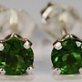 Chrome Diopside Earrings 3mm Faceted Stud Sterling Silver
