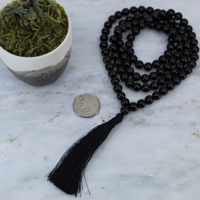 Black Tourmaline with Black Tassel Mala