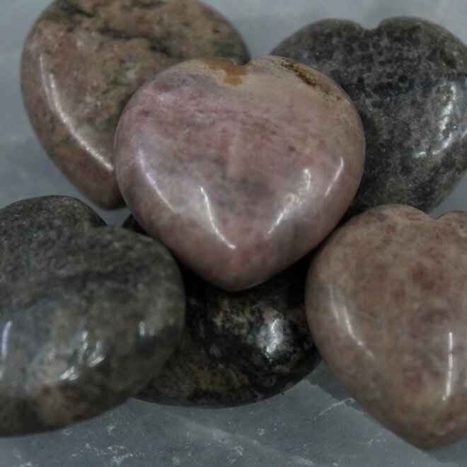 Rhodonite Hearts - Small (3/4 ")