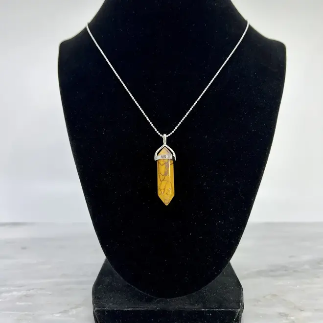 Mookaite Necklace-Point on Bead Chain 18" Silver Plated