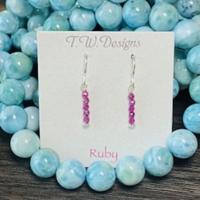 Ruby Beaded Seed Beed Sterling Silver