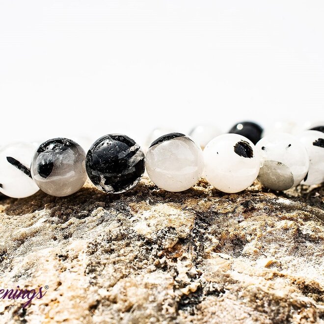 Clear Quartz with Black Tourmaline (Tourmalated Quartz) Bracelet- 8mm Tourmalinated