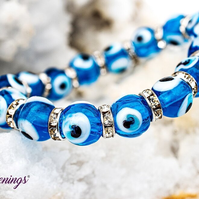 Evil Eye Bracelet-Light Blue Elastic Stretchy Protection