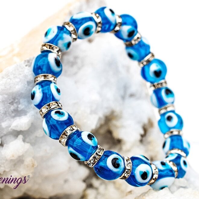 Evil Eye Bracelet-Light Blue Elastic Stretchy Protection