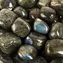 Black Labradorite High Flash Tumbled Stone Large