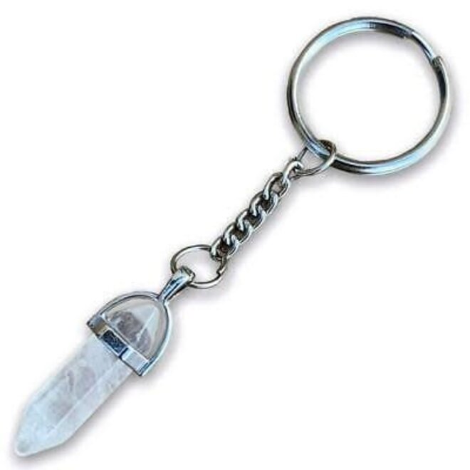 Clear Quartz Double Point Keychain