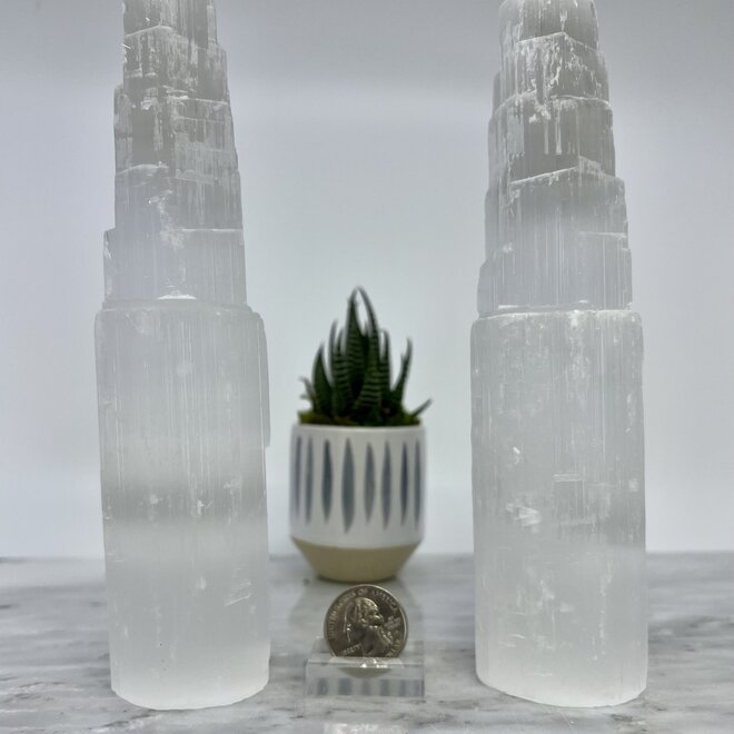 Selenite (Satin Spar Gypsum) Single Iceberg Tower-6"