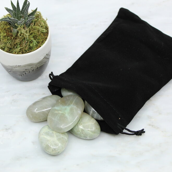 Black Velvet Drawstring Tarot Crystal Bag- 6" x 4.5" Oracle Angel Gemstone