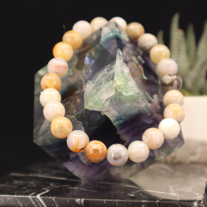 Bamboo Leaf Agate Bracelet-8mm
