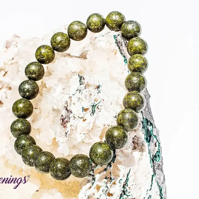Epidote With Pyrite Bracelet -8mm