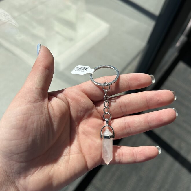 Rose Quartz Double Point Keychain