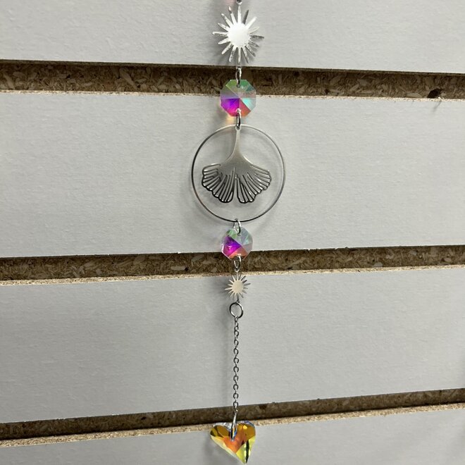 Prism Suncatcher Silver with Heart Charm - Window Mirror