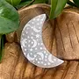 Selenite Crescent Moon Charging Plate-Laser Carved Moon & Stars- 4''