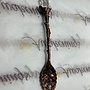 Vintage Carved Coffee Spoon Clear Quartz Point- Copper