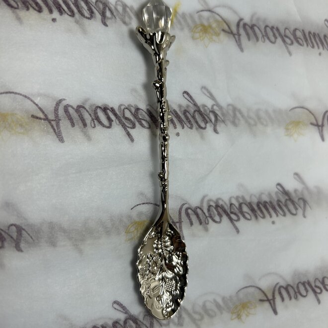 Vintage Carved Coffee Spoon Clear Quartz Point- Silver