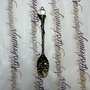 Vintage Carved Coffee Spoon Clear Quartz Point- Brass