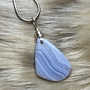 Blue Lace Pendant Sterling Silver Chain 24''