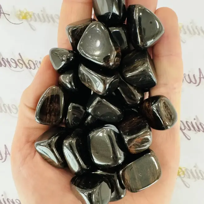 Black Tourmaline & Red Hematite - Medium Tumbled