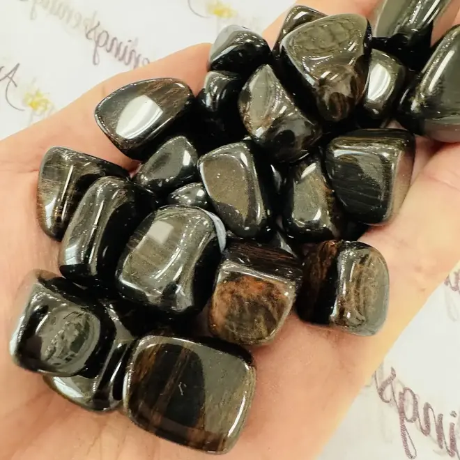 Black Tourmaline & Red Hematite - Medium Tumbled