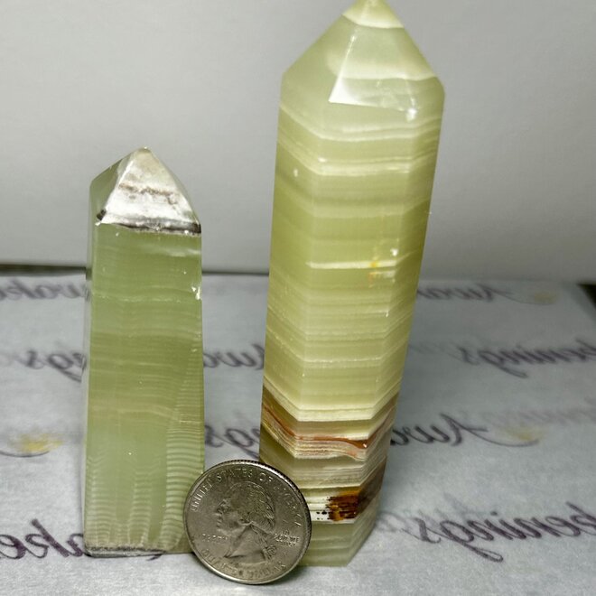 Pistachio Calcite Sea Green Calcite Tower Point Generator - Medium (3-4")