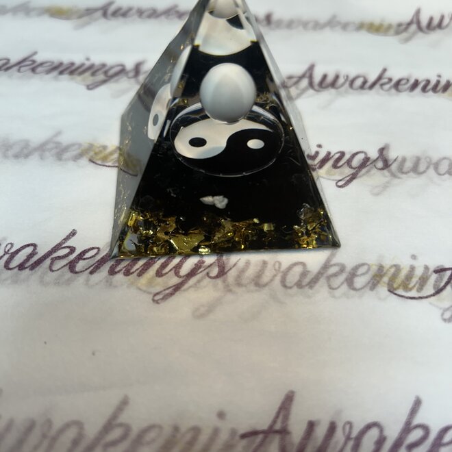 Black Obsidian Yin & Yang Orgone Pyramid