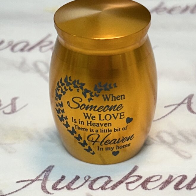 Copper Color Mini Cremation Urn 1'' X 1 & 1/2'' Aluminum