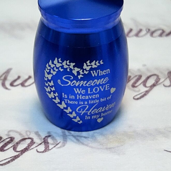 Dark Blue Mini Cremation Urn 1'' X 1 & 1/2'' Aluminum