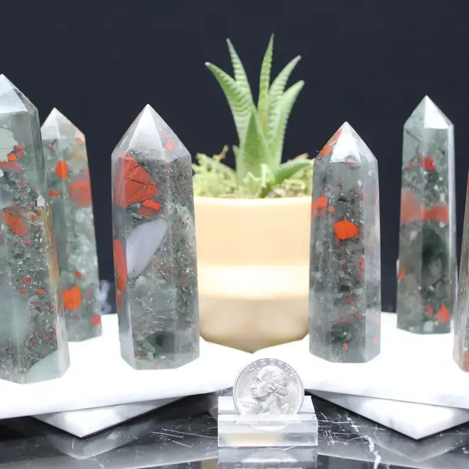 Bloodstone (Seftonite Heliotrope) Tower Point Generator - Medium (3-4")