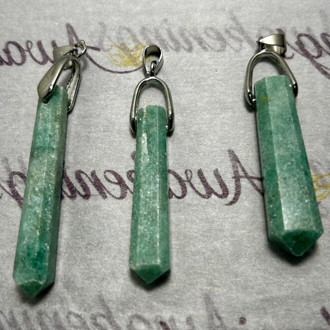 Chrome Chalcedony Pendant- Long Pointed on 18'' Wax Cord