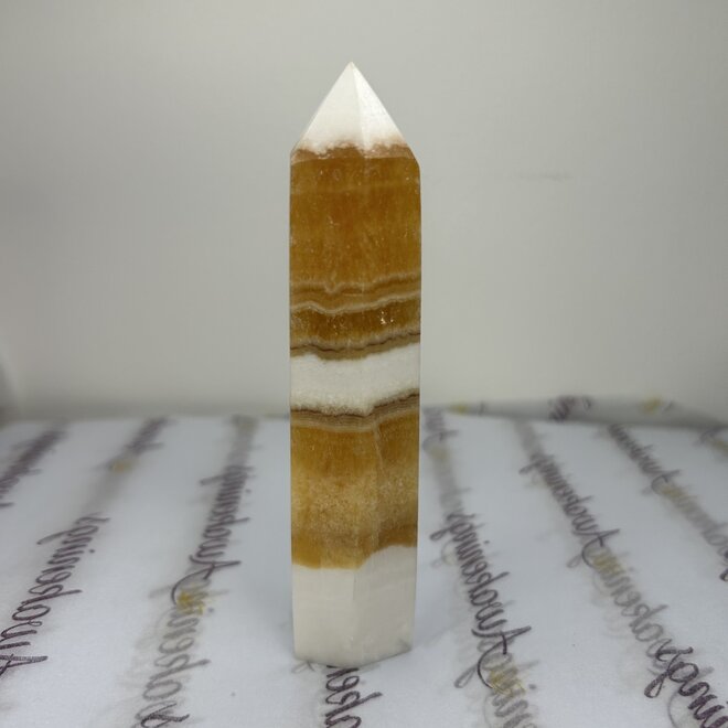 Orange & White Calcite Tower/Generator 6''