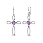 Amethyst Cross Sterling Silver Earring