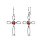 Garnet Cross Sterling Silver Earring