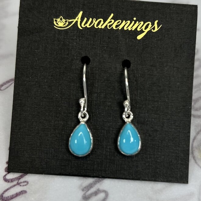Turquoise Tear Drop Dangle Sterling Silver Earring