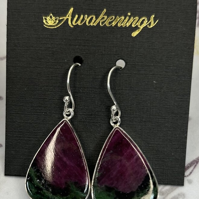 Ruby Zoisite Dangle Tear Drop Earring