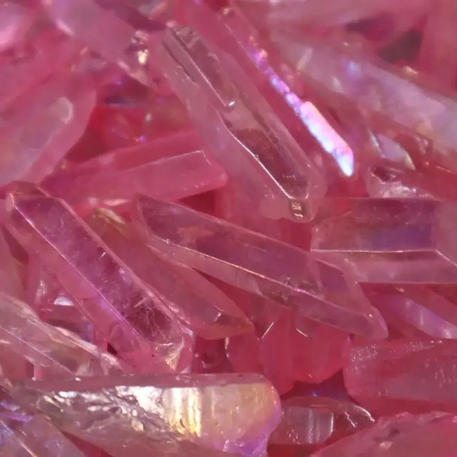 Pink Aura Clear Quartz Points