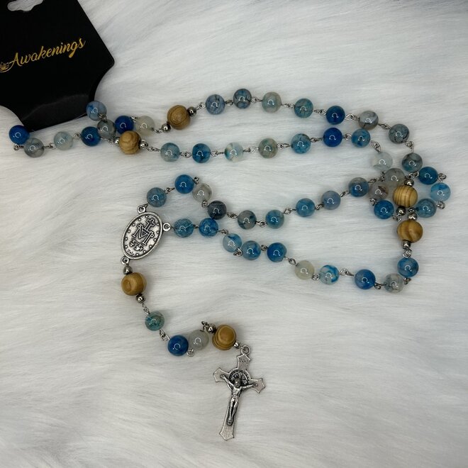 Dragon Agate & Palo Santo Rosary Local Hand Made