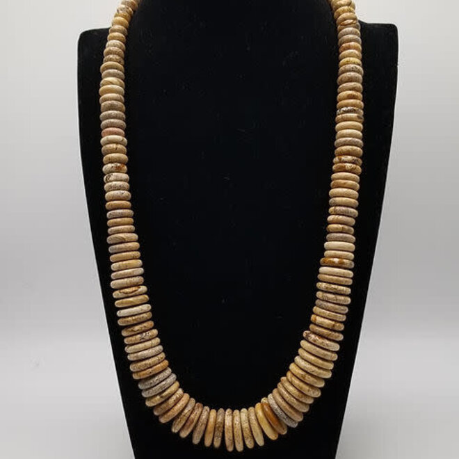 Picture Jasper Button Beads Necklace 26'' Adjustable