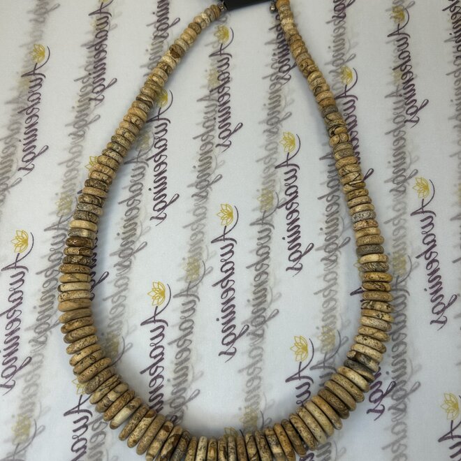 Picture Jasper Button Beads Necklace 26'' Adjustable
